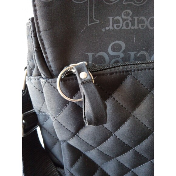 1990s-2000s Longaberger Black Logo Quilted Laptop Messenger Bag Adj Strap EUC - Picture 10 of 16